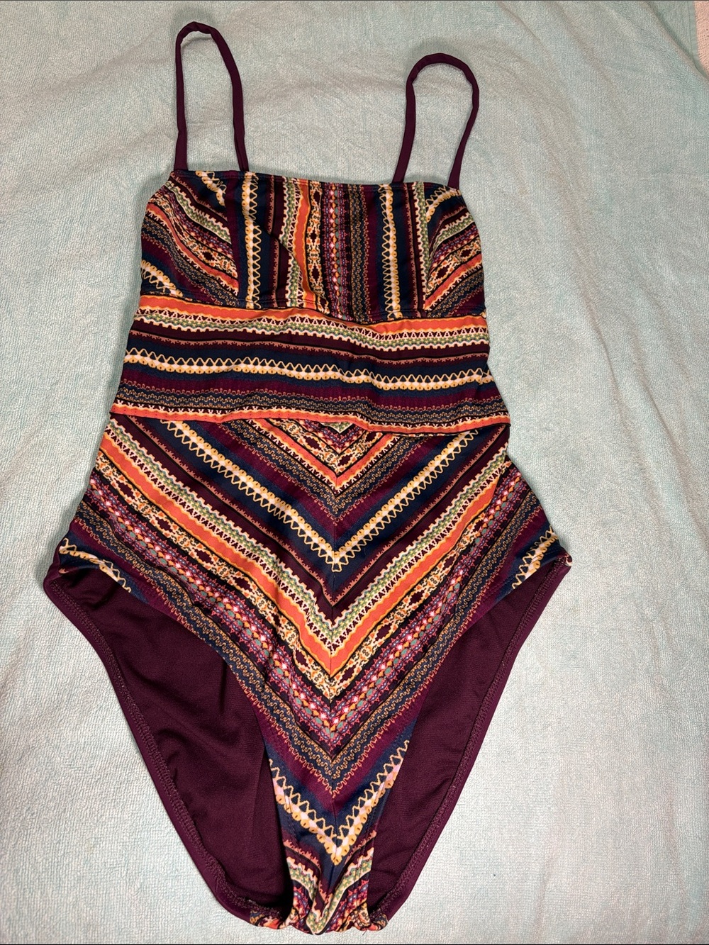Mossimo Purple Lace Up Back One-piece Swimsuit L